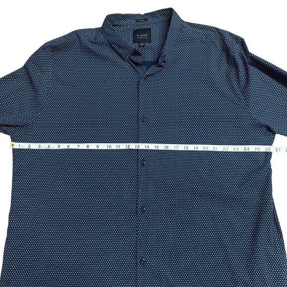 ALGO SHIRT BUTTON UP NON IRON NAVY BLUE MICRO FLORAL MENS XXL BREATHABLE STRETCH - Picture 10 of 12